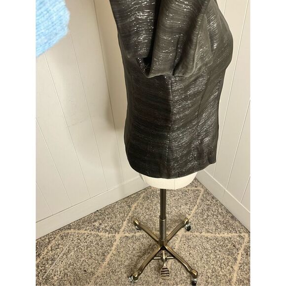 Eileen Fisher Women's S Black Grey 100% Silk Ripple 3/4 Sleeve Pearl Button Top - Picture 5 of 11